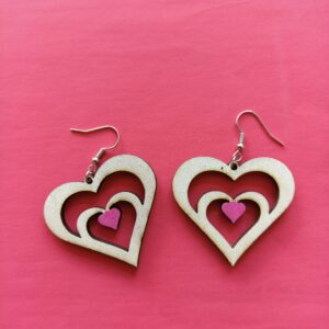 Boucles d&rsquo;oreilles Cœur dans double cœur