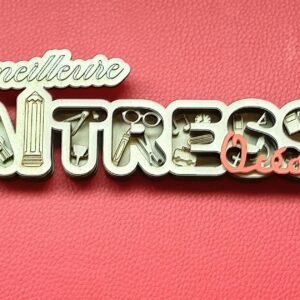 Cadre Merci Maitresse 3D multicouche personnalisable